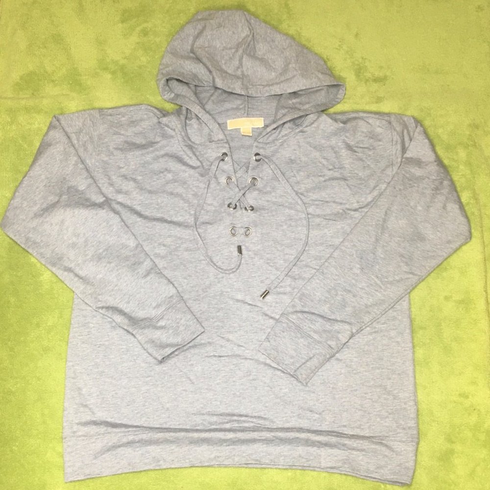 Michael Kors Light Weight Soft Lace-Up Pullover Hoodie Women's Size L